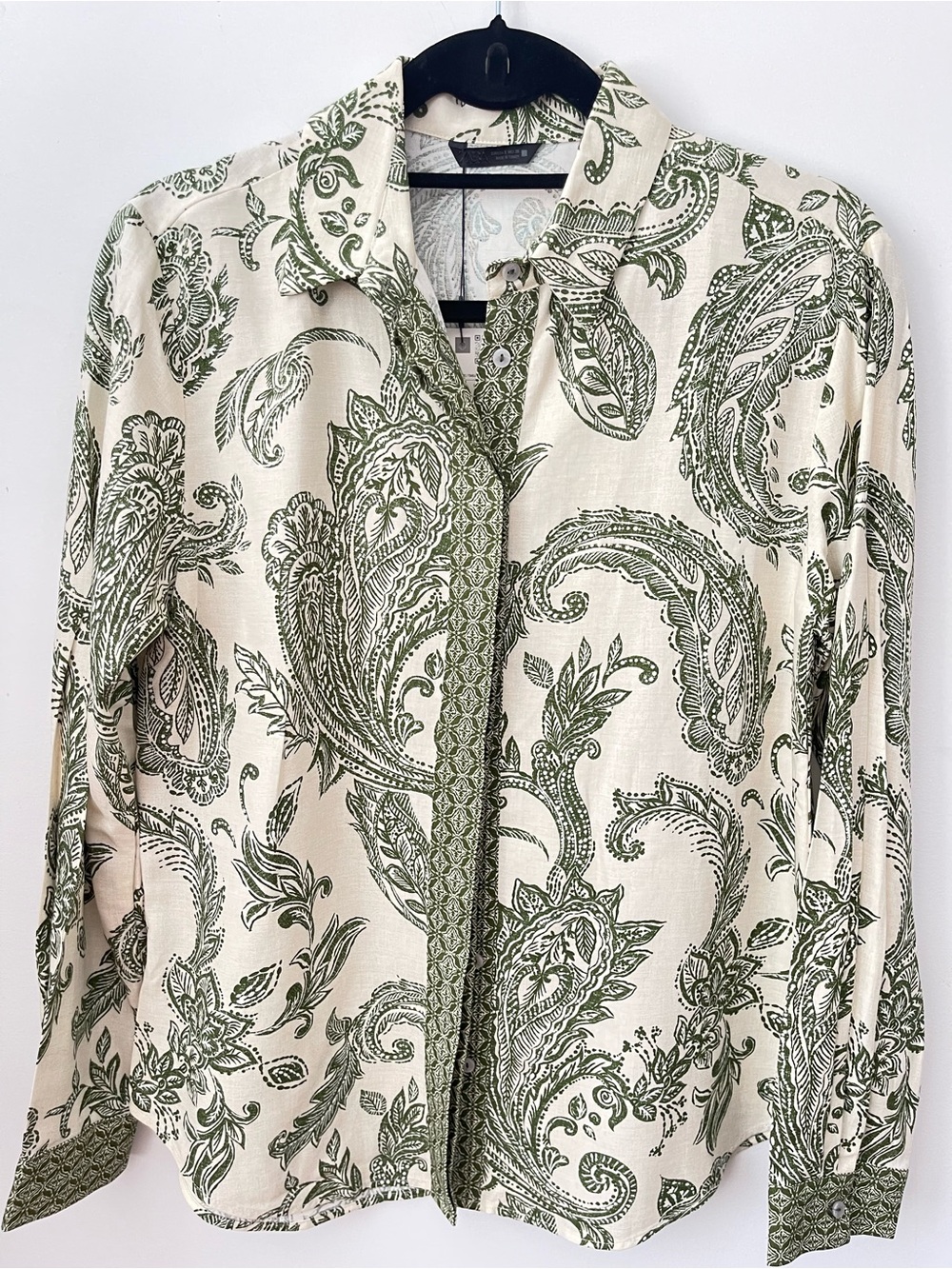 ZARA Women's Paisley linen Button-Up Shirt